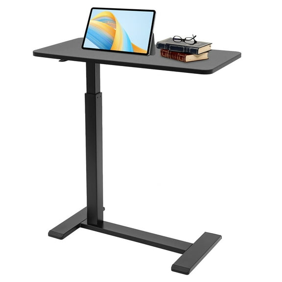 Laptop Desk Pneumatic Mobile Standing Desk , Hospital Overbed Table Home Use Adjustable Overbed Bedside Table,Black for Working & Writing