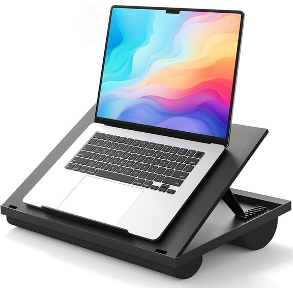 Laptop Desk, Portable Laptop Stand Fits Up to 15.6 Inch Laptops, Adjustable with 8 Angles Lap Desks for Adults - Dual Cushion Desk for Sofa, Bed, Car or Work Table