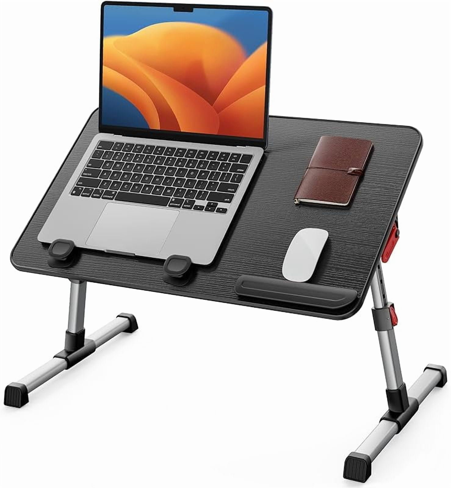 Laptop Desk Table, Adjustable Laptop Stand, Portable Lap Desks with Foldable Legs, Notebook Standing Breakfast Tray Reading Desk for Sofa Couch Bed Floor (Black,Medium Size)