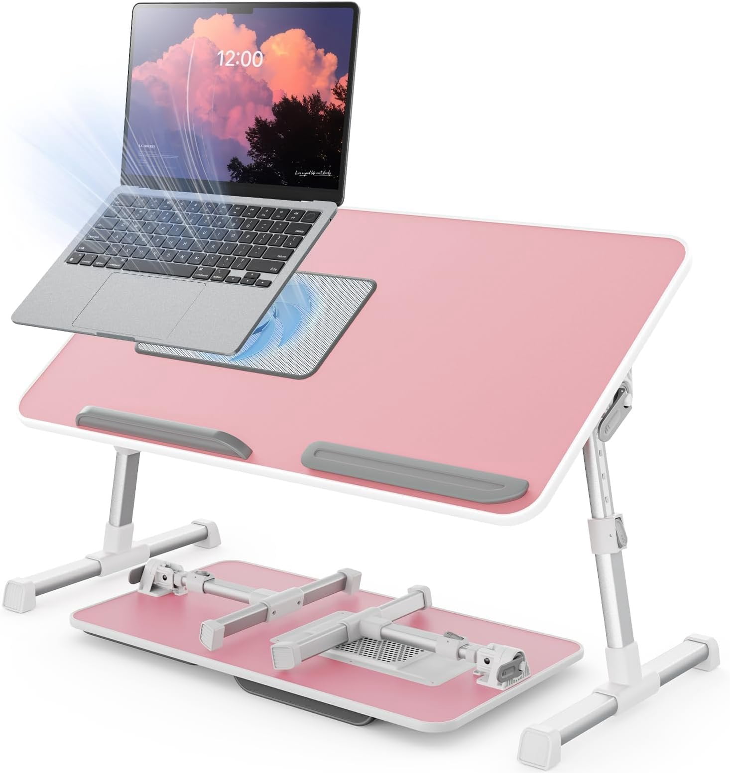 Laptop Desk for Bed with Cooling Fan,  Height & Angle Adjustable Laptop Stand for Bed, Lap Desk Tray Table, Lightweight Foldable Portable  Table