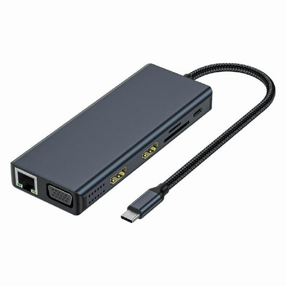 Laptop Docking Station Double Monitors 12 in 1 USB C Hub Multiport Adapter