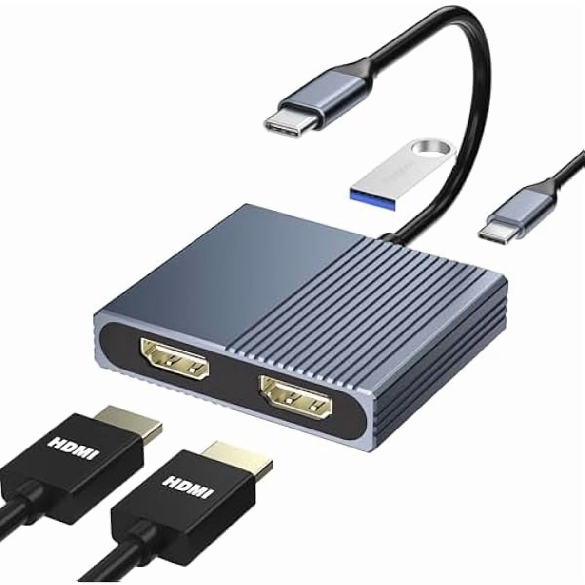 Laptop Docking Station Dual Monitor, USB C Docking Station for Dell/HP/Lenovo/Mac, Dual HDMI Adapter for 2 Monitors, USB Type-C Hub with USB3.0/PD, USB C to Double HDMI Adapter