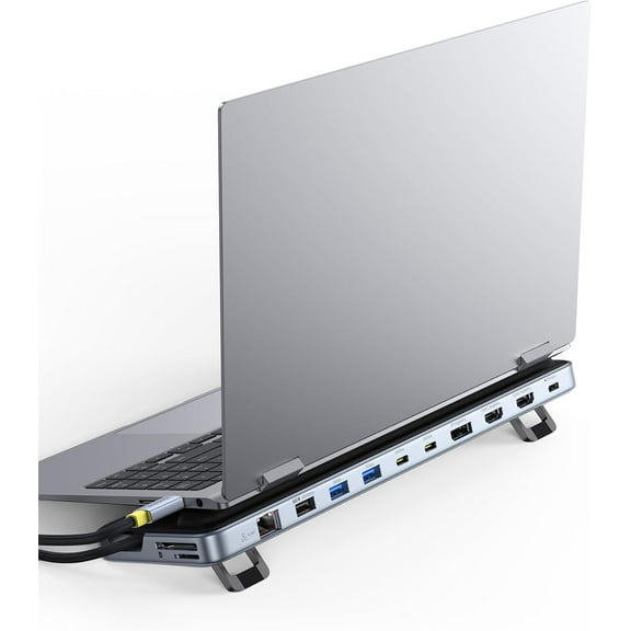 Laptop Docking Station Stand, 12 in 1 Triple 4K Display HDMI/DP, 10Gbps USB A/C Fast Data, PD 100W, Ethernet, TF/SD, USB C Docking Station with Stand for Windows/Dell/HP/Lenovo/Asus/Acer/Mac