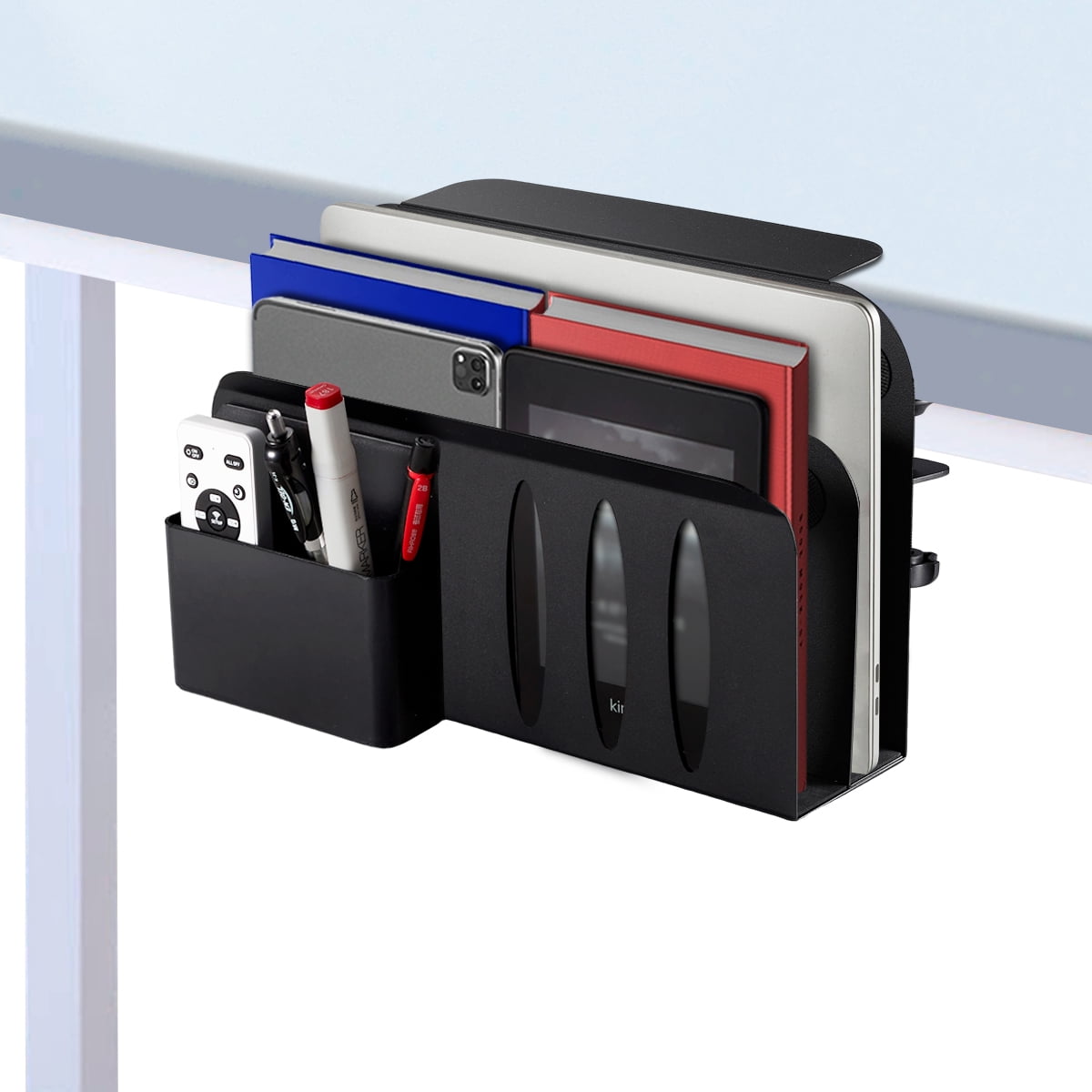 Laptop Holder, DOUBLE-LAYER Side Desk Organizer for Laptop Storage, Under Desk Tray for Laptop (Black)