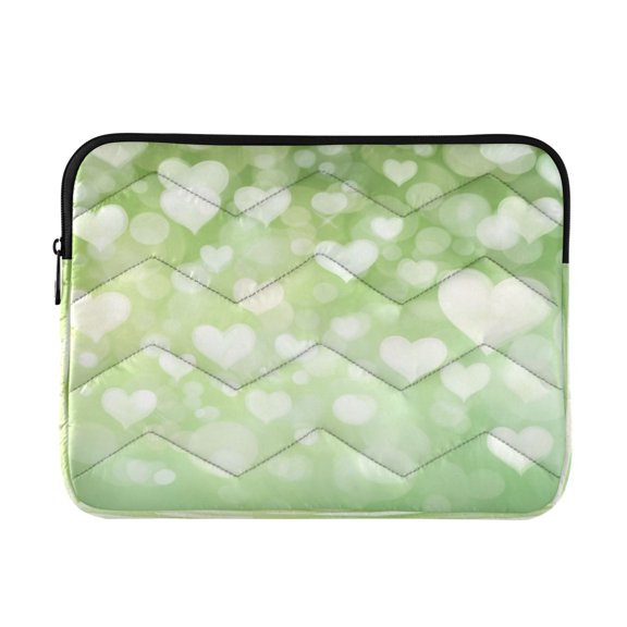 Laptop Inner Case 13.4x10.2In Laptop Case Is Suitable For 13-14In Laptop For Work Travel Outdoors Green Lovely Heart Pattern