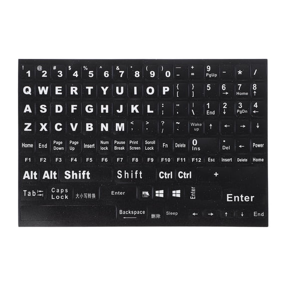 English Keyboard Stickers, Super Clear Large Print Bold White Letters on Black Background English Keyboard Letter Stickers