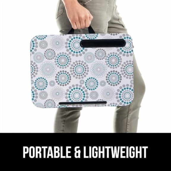 Laptop Lap Desk with Phone Holder, Pillow Cushion Desks Fit Laptops up to 15.6", Tray Ledge Keep Computers in Place, Portable Travel Workstation Essentials for Home, Dorm, Spiral Pattern