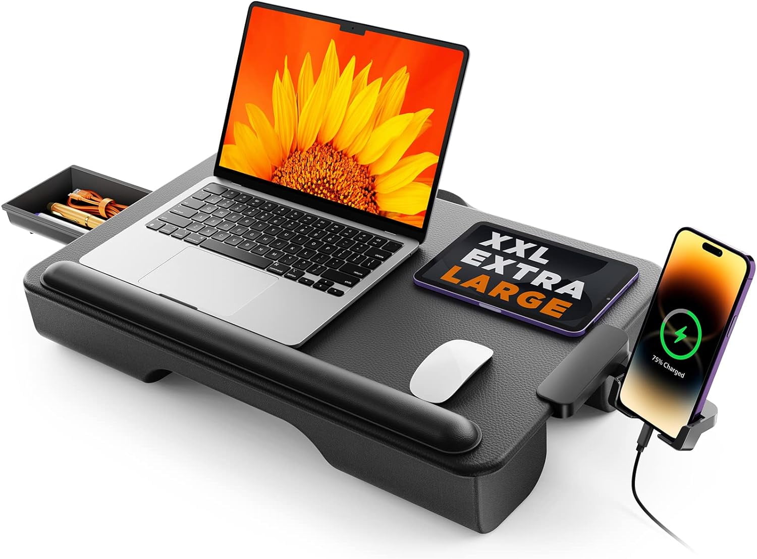 Laptop Lap Desk, Portable Laptop Desk for Bed - Fits Up to 17" Laptops & MacBook,Lightweight Lap Tray Table,Black