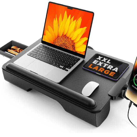 Laptop Lap Desk, Portable Laptop Desk for Bed - Fits Up to 17" Laptops & ,Lightweight Lap Tray Table with Storage Drawer, Lap Desk with Cushion, Lap Stand for Bed & Couch