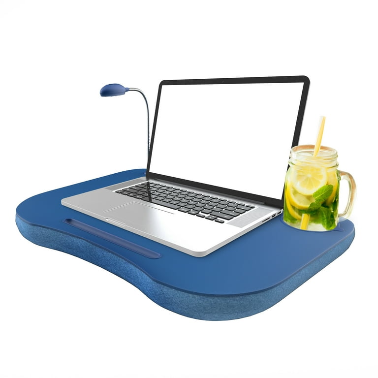 Laptop Lap Desk, Portable With Foam Cushion, LED Desk Light, and Cup Holder  By Northwest (Blue) 