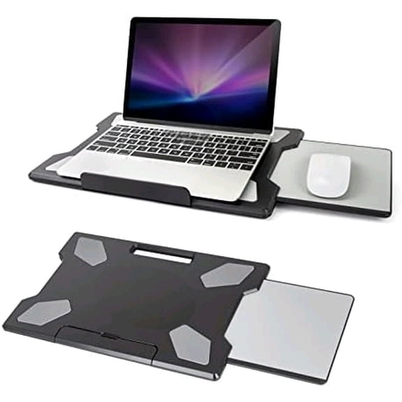 Laptop Lap Desk with Retractable Mouse Pad, Portable Ergonomic Lap Pad with Heat Shield and Foldable Stopper, Lightweight Travel Lapdesk Fits up to 16" Laptops, Bed Sofa or Work Use$$Office