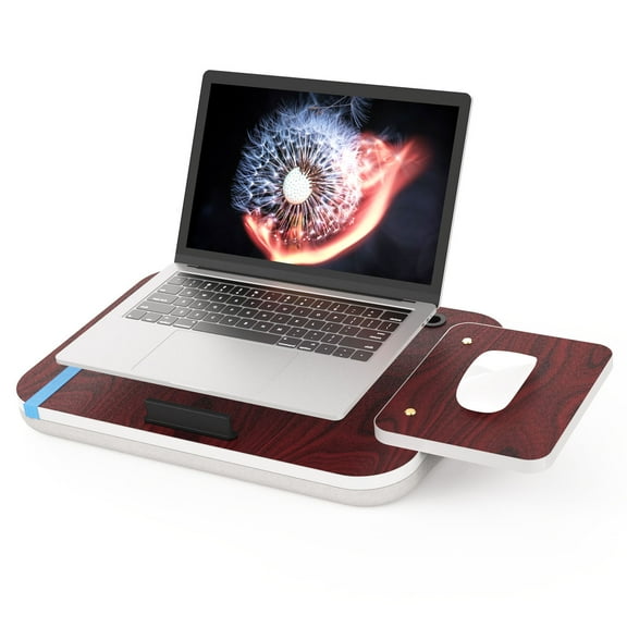Laptop Lap Desk with Cushion, Tablet Holder and Detachable Mouse Tray, Fits Up to 16.1 Inches Laptops, Lap Desk for Bed Couch Sofa and Table