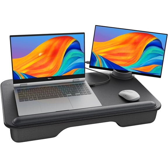 Laptop Lap Desk with External Monitor Holder Fits Up to 17" Laptops