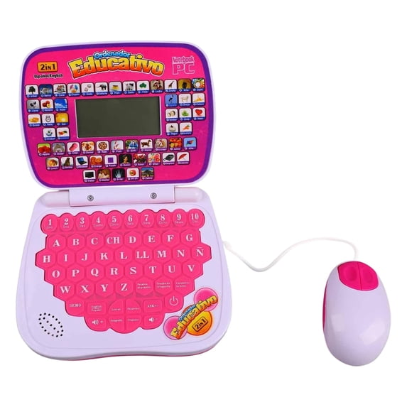 Laptop Learning Toy ,Learning Computer Machines Intelligent Development Toy, Multifunctional Laptop Tablet Early Educational Learning Game,Pink