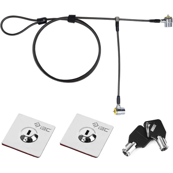 Laptop Lock, Combination Security Lock Cable with Keys and Anchor Plate, Anti Theft Lock for Business Electronics, Monitors, Tablets, Smart Phones (2 Laptop Locks Head)