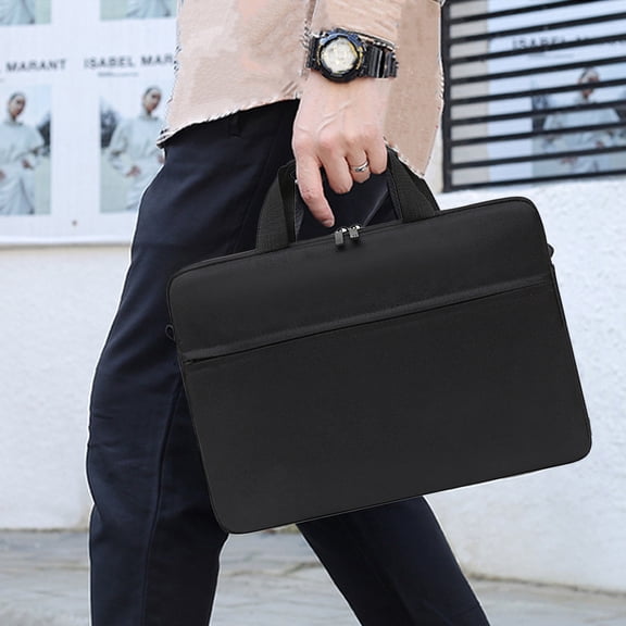 Laptop Messenger Bag for 15.6 Inch Computer - Water-Repellent Shoulder Bag with Padded Tablet Sleeve - Black Cloth Travel Briefcase with USB Charging Port