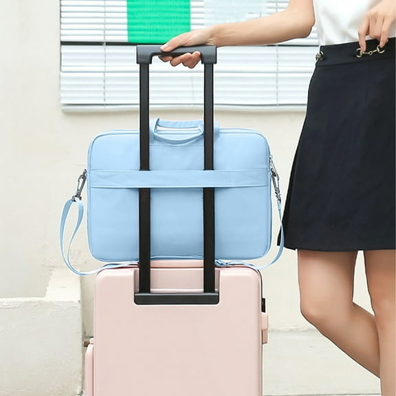 Laptop Messenger Shoulder Bag for Laptop or Tablet, Durable and Water-Repellent Fabric, Adjustable Padded Shoulder Strap and Trolley Suitcase Belt