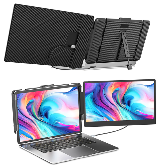 Laptop Monitor Extender, 14" 1080P FHD IPS Display, Dual Screen Monitor for 13-17" Laptops, Travel Gaming Monitor Extender for Wins/Mac/Chrome/Switch PS5, HDMI/USB-C Plug and Play