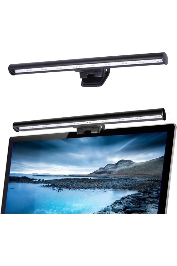Laptop Monitor Lamp, LED Screen Light Bar, Adjustable Brightness & Color Temperature, Eye-Care Tablet Lamp for Keyboard, No Screen Glare, Space Saving, USB Powered, for Laptop Only