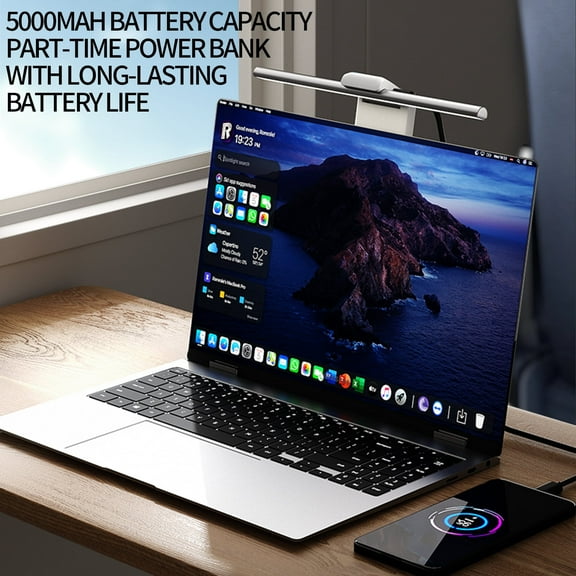 Laptop Monitor Light Bar, Auto Dimming, Non-Glare Home Office Desk Lamp for Curved/Flat Panel Monitors, Long Lasting Portable Office Desk Lamp for Office Travel Bedroom