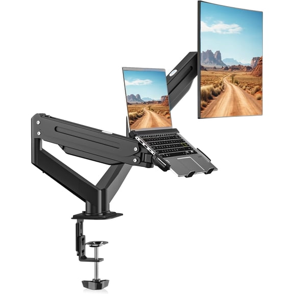 Laptop Mount Stand, 2 in 1 Function   Arms Desk Mount for 13"-18" Notebook and 17"-32"  with Laptop Tray,Holds up to 22lbs
