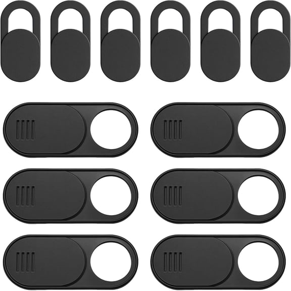 Laptop & Phone Camera Cover Slide (12-Pack)  Ultra-Thin Privacy Webcam Cover for Laptop, PC, Tablet, Smartphone & Desktop  Black