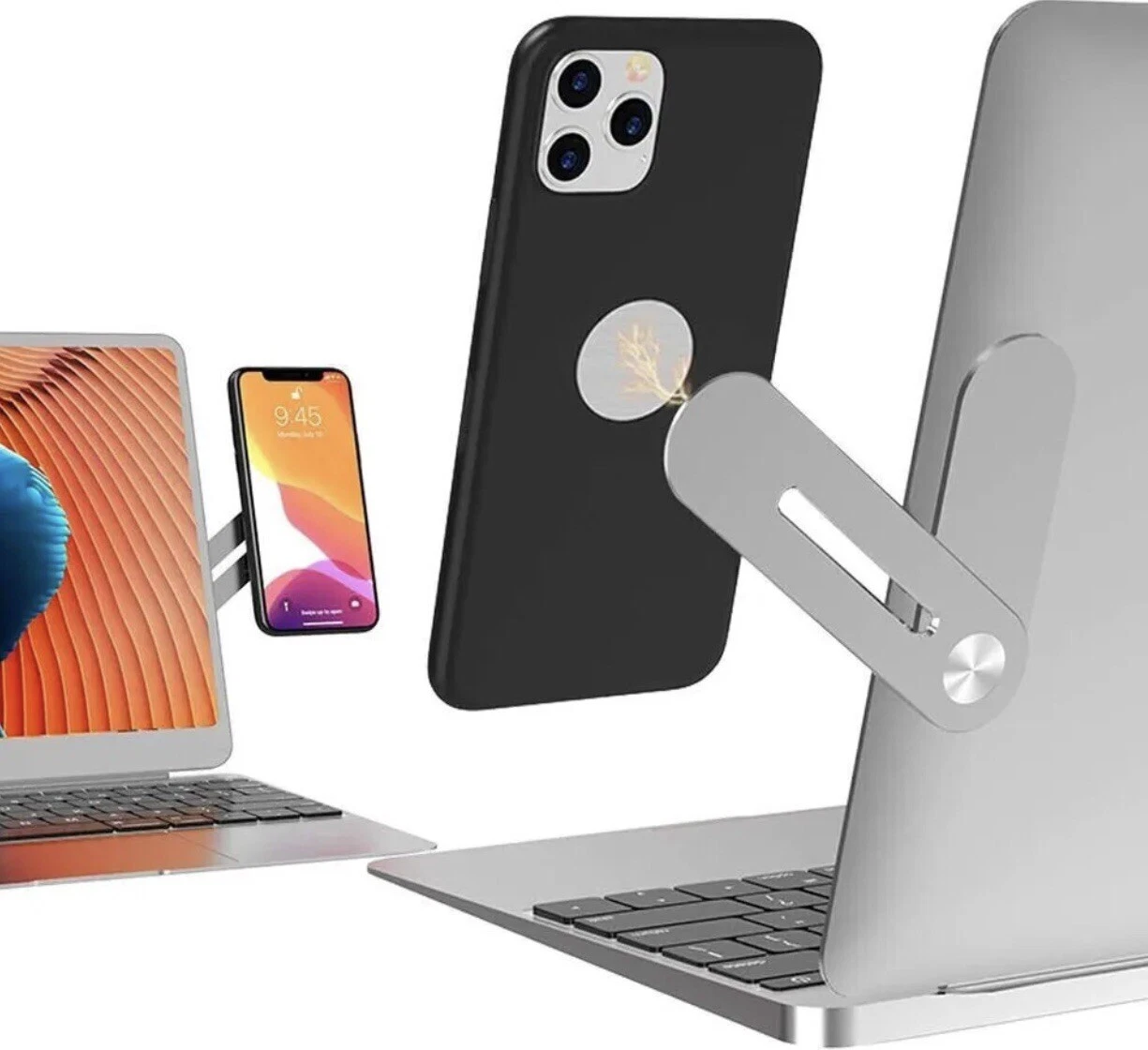 Laptop Phone Holder Adjustable Side Mount Clip Stand Computer Monitor Bracket