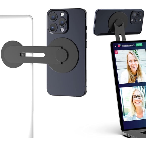 Laptop Phone Mount Magnetic Phone Holder for Monitor for MagSafe iPhone 17/16/15/14/13/12 & All Phones Phone Side Mount Adapter for Computer Monitor Display for Tesla, Cell Phone Bracket Accessories