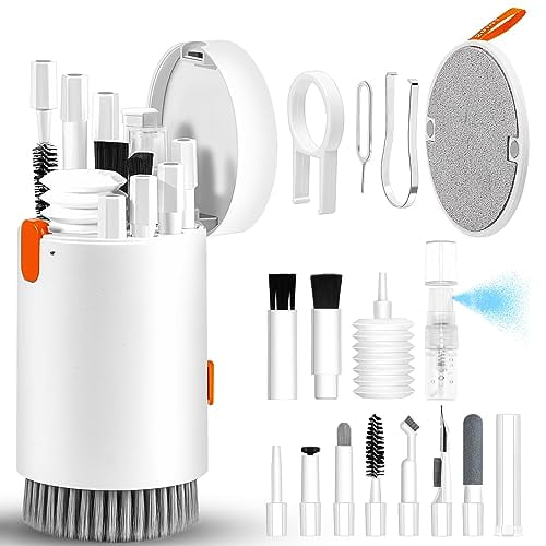 Laptop Phone Screen Cleaner Kit,Computer Keyboard Brush Cleaning Spray for iPhone AirPods MacBook iPad,20-in-1 Electronic Device Clean Tool for Camera Earbud Car Screens (White)