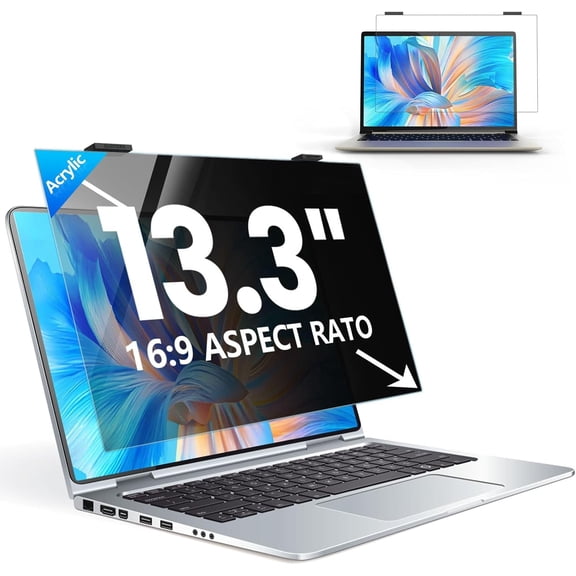 Laptop Privacy Screen 13.3 inch, 9H Hanging for 16:9, Acrylic HD Eye Protection Anti Glare Blue Light Filter