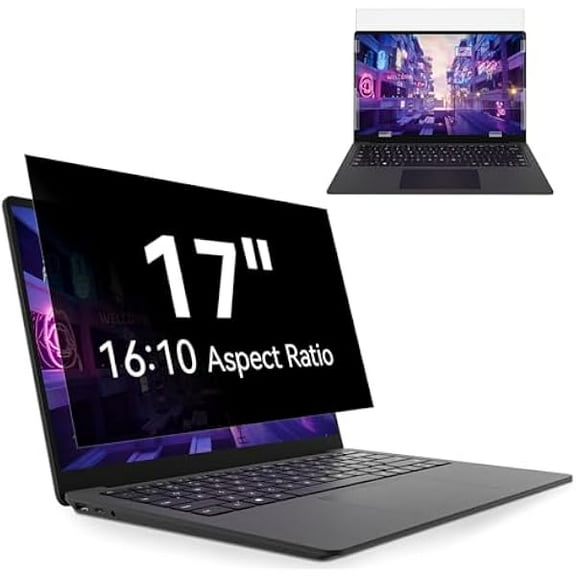 Laptop Privacy Screen 17 Inch Compatible With Lenovo Hp Dell Acer Asus Thinkpad Envy Xps, 16:10 Aspect Removable Anti Glare Blue Light Filter Protector, 17in Computer Monitor Privacy Shield