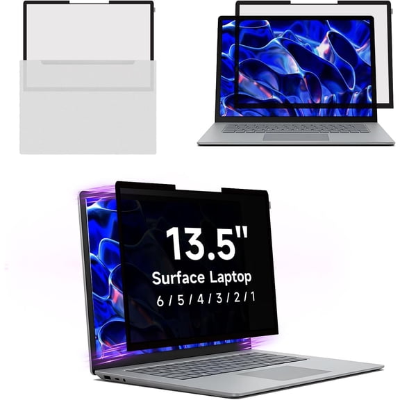 Laptop Privacy Screen Surface 5/4/3/2/1-13.5 Inch, Removable Computer Anti-Spy Anti Glare Filter Shield for Microsoft 13.5in, Black
