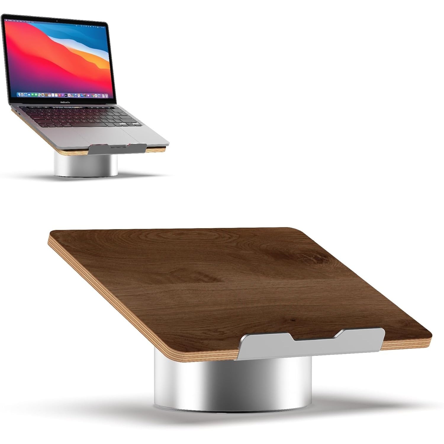 Laptop Riser for Desk in Black Walnut Wood Top and Space Gray Aluminum ...