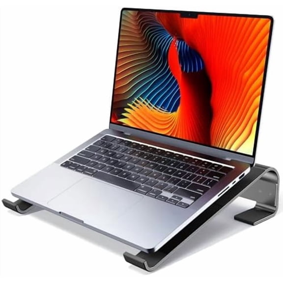 Laptop Riser for Desk - Aluminum Ergonomic Computer Stand for Laptop Cooling - Compatible with MacBook Pro/Air, Dell, HP, Lenovo, 10-17.3'', Black