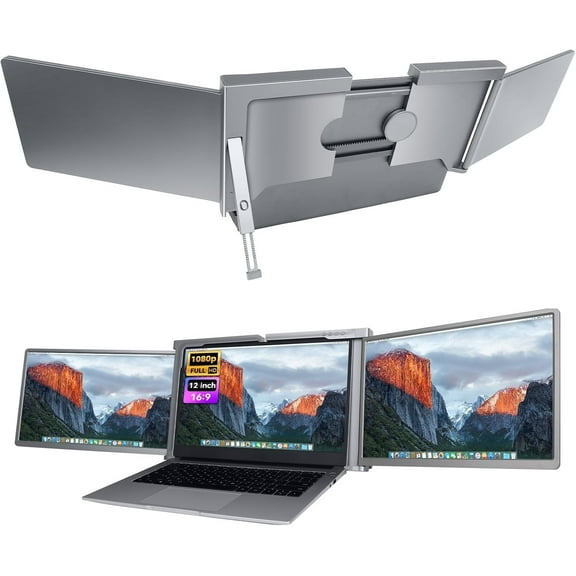 Laptop Screen Extender, 12” Laptop Monitor Extender, Triple Monitor for Laptop with 2-in-1 Cable, Build-in Stand, Compatible with Win/Mac-Especially M1& M2, for 13”-16.5” Laptops