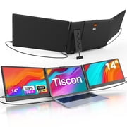 Tlscon Laptop Screen Extender,14" 1080P FHD IPS Triple Screen Laptop Monitor Extender & Portable Monitor for 13"-17.3" Laptops,USB-C/Mini HDMI,Compatible with W