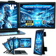KEEPTIME 14 FHD 1080P IPS Laptop Screen Extender, Portable Monitor for 14-17 Notebooks, Dual Display with USB-C HDMI, Plug and Play for Windows Mac Android Switch PS5