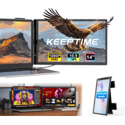 KEEPTIME 14 FHD 1080P IPS Laptop Screen Extender, Portable Monitor for 14-17 Notebooks, Dual Display with USB-C HDMI, Plug and Play for Windows Mac Android Switch PS5