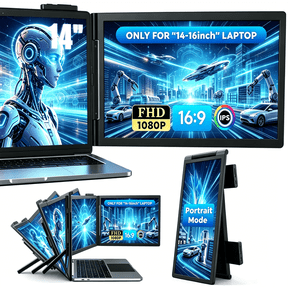 Portable Monitor Laptop Dual Screen Extender 14" FHD 1080P IPS for 14-17" Laptops Extension,Display with USB-C,Plug & Play for Windows Mac Android Switch PS5