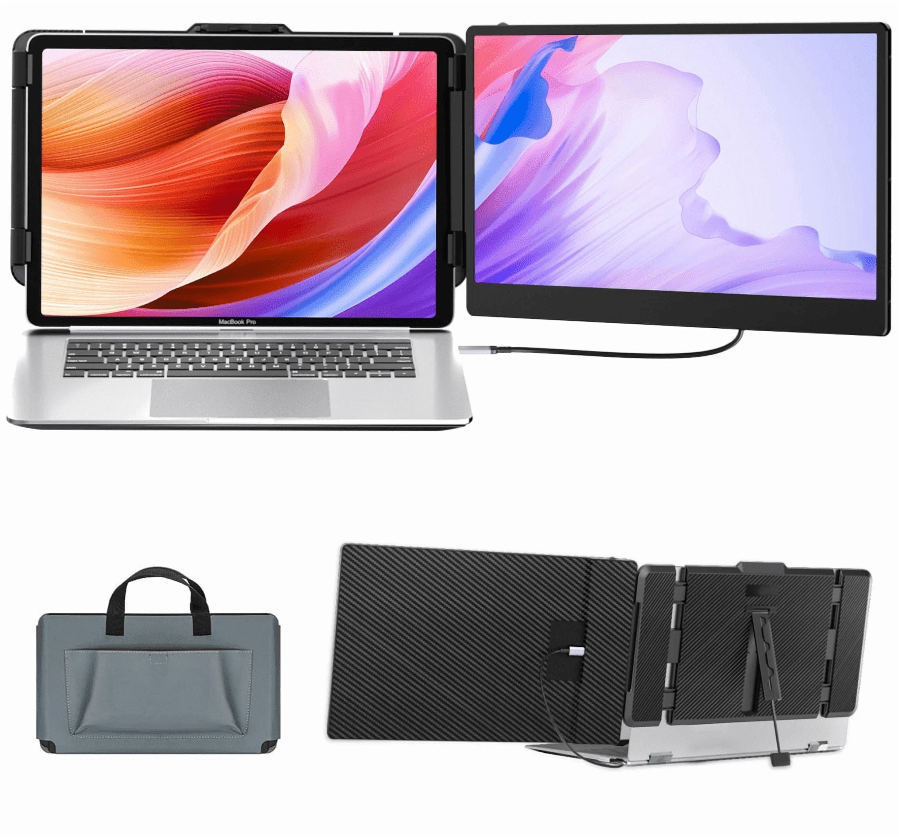 Laptop Screen Extender, 14" FHD 1080P IPS Portable Monitor, Built-in Speaker, Dual Screen Extender for 13"-17" Laptops, HDMI/USB-A/Type-C Plug and Play for Windows/Mac/Chrome/Android/PS5