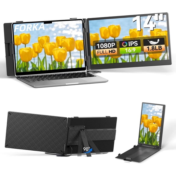 Laptop Screen Extender 14", FHD 1080P Portable Monitor for Laptop, Light Monitor Extender Plug&Play, IPS Display Computer Monitor for Laptop 13-17 (Screen Length: 11.81"-16.14") for Travel Work