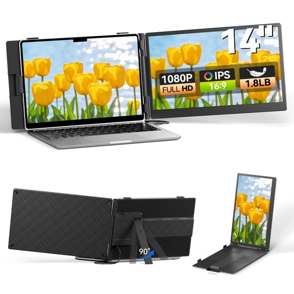 Laptop Screen Extender 14", FHD 1080P Portable Monitor for Laptop, Light Monitor Extender Plug&Play, IPS Display Computer Monitor for Laptop 13-17 for Travel Work/Business/Study