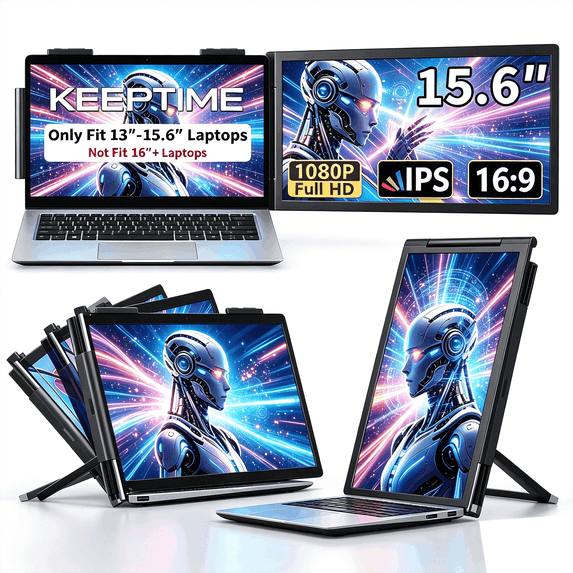 Laptop Screen Extender Dual Portable Monitor 15.6",FHD 1080P IPS USB-C Travel Monitor for 14-16.5" Laptops,Plug and Play Second Screen for Windows/Mac /Android/Switch/PS5/Xbox