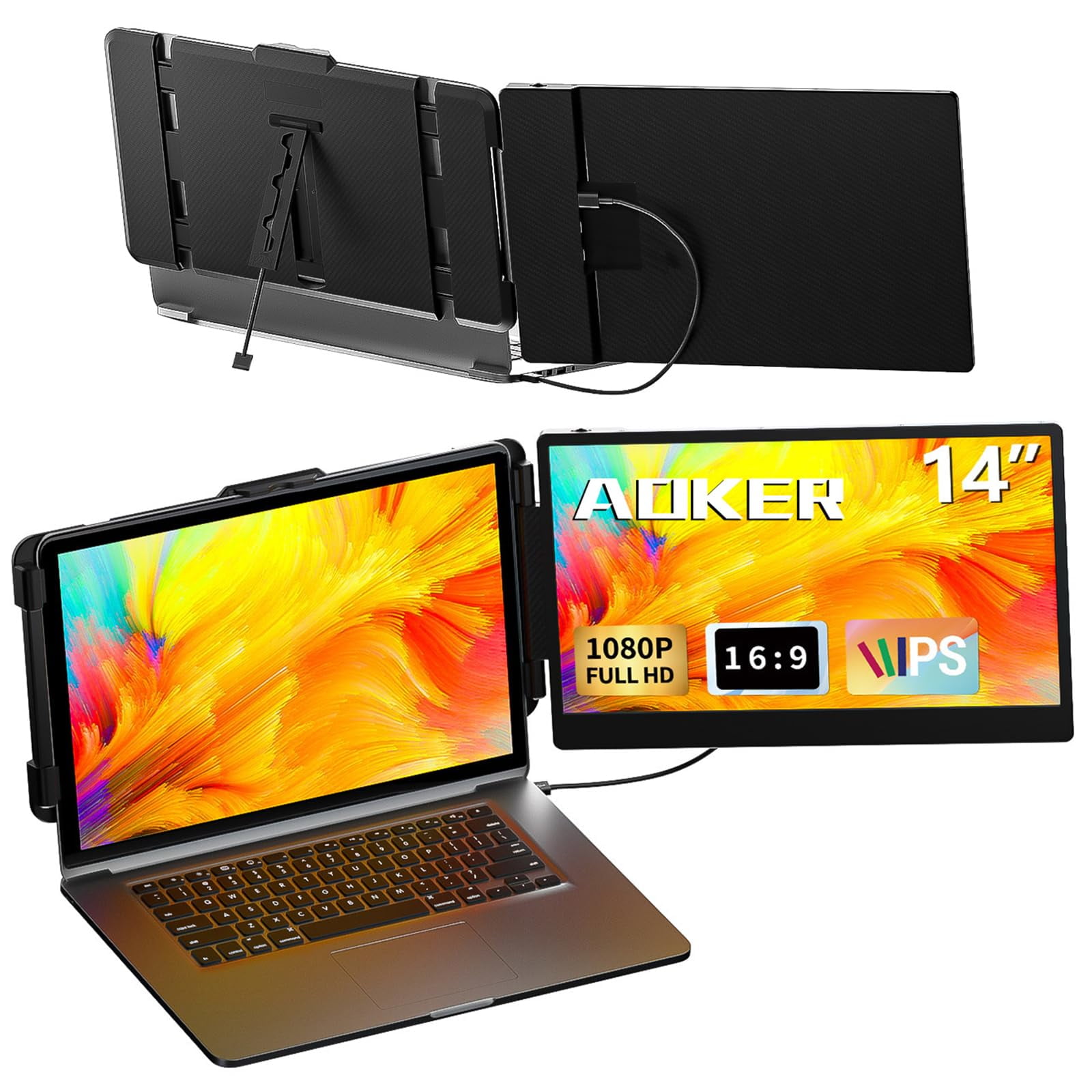 Laptop Screen Extender Monitor - 14 Inch Portable IPS FHD 1080P HDMI ...