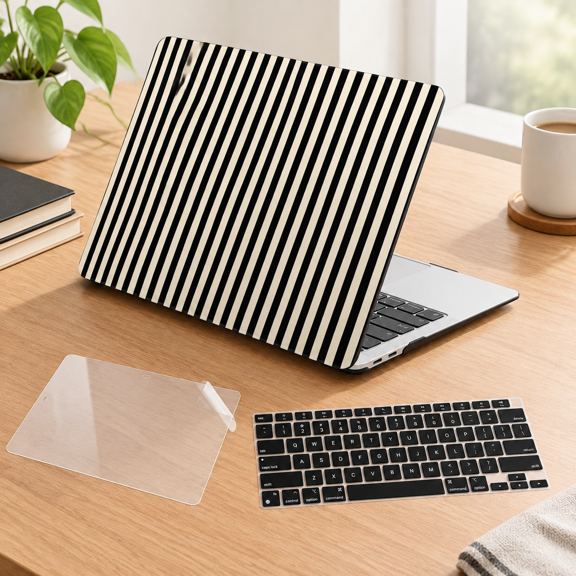 Laptop Shell for MacBook Air 13 Inch (2021-2018) Black & Cream Stripes
