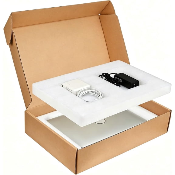 Laptop Shipping Box Cardboard Secure Mailer for Shipping, Fits Most Screen Sizes Up to 17.6 Inch (White)