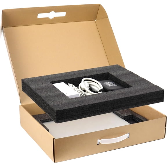 Laptop Shipping Box with Foam, Secure Cardboard Laptop Box for Shipping, Fit Most 13-17 Inch Notebook Computer Packing