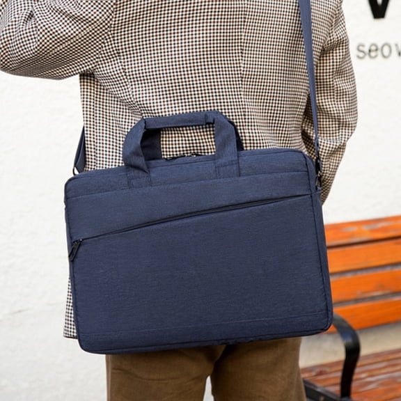 Laptop Shoulder Bag for 15.6 Inch Computer, Sleek Water-Repellent Nylon Briefcase with Foam Padding, Business Casual Messenger for Office and Travel, Three-Layer Protective Sleeve