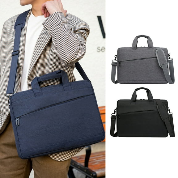 Laptop Shoulder Bag | Water-Resistant 15.6 Inch Sleeve | Padded Compartment | Travel & Business Briefcase | Multi-Pocket Organizer | 1pc | Black Gray Blue | 15.75x11x2 in