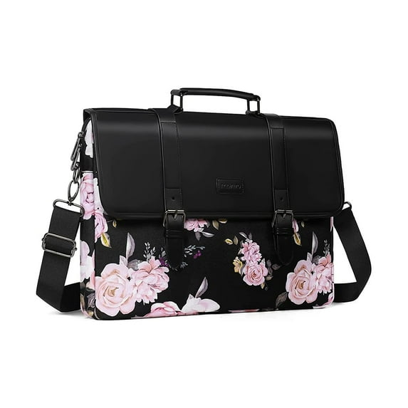 Laptop Shoulder Bag for MacBook Pro 16 inch M2 A2780 M1 A2485 A2141/Pro 15 A1398 PU Leather Flapover Notebook Briefcase Sleeve (Black,15-16 inch)